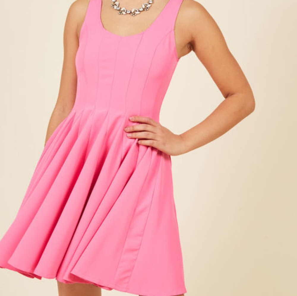 Modcloth A-Line Dress Pink Pleated Dress